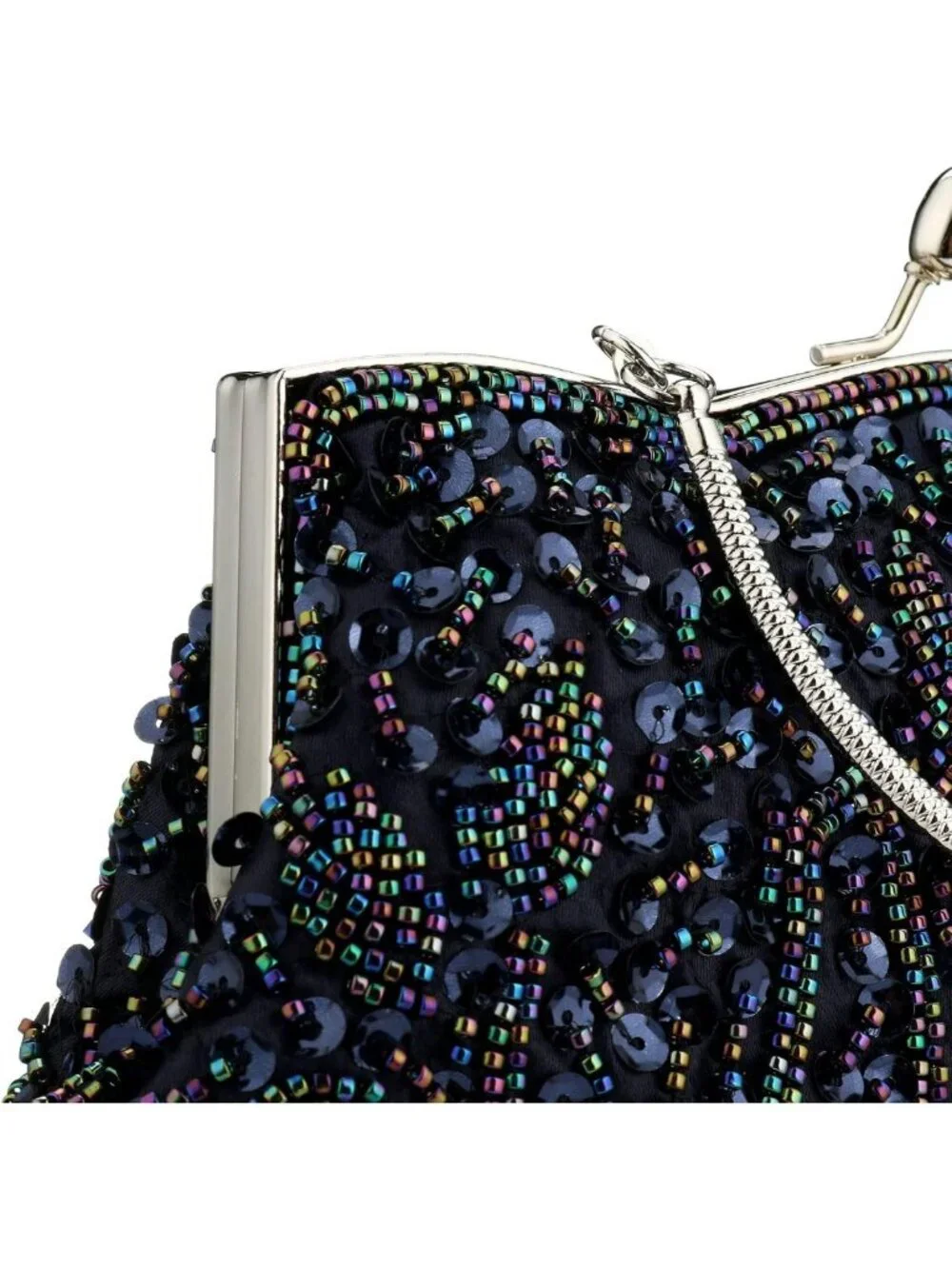 Elegant Beaded Sequin Flower Evening Clutch Bag - Large Handbag for Women